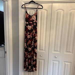 Floral Black and Red Maxi Dress